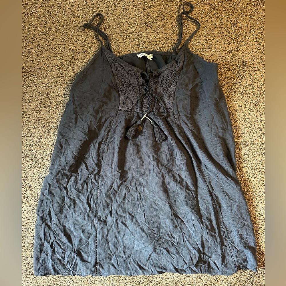 American Eagle Outfitters Black Lace-Front Spaghetti Strap Cami